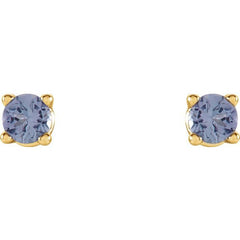 14K Yellow Gold 2.5 mm Natural Tanzanite Earrings