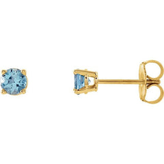 14K Yellow Gold 4 mm Natural Aquamarine Earrings