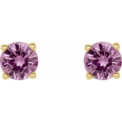 14K Yellow Gold 4 mm Natural Pink Sapphire Earrings