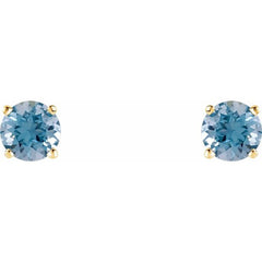 14K Yellow Gold 5 mm Natural Aquamarine Earrings