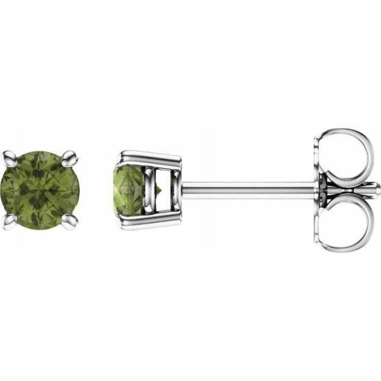 14K White Gold 4 mm Natural Peridot Earrings