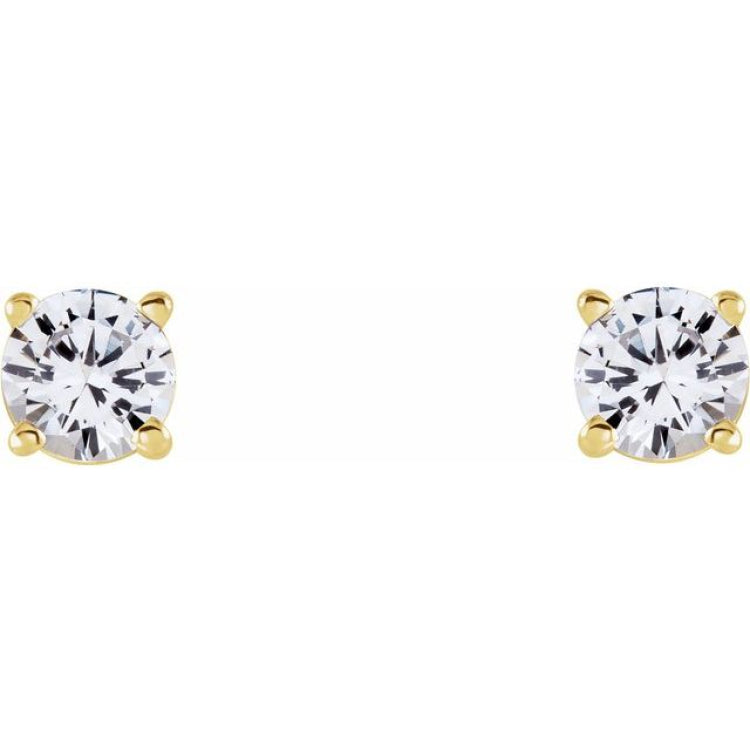 14K Yellow Gold 4 mm Natural White Sapphire Earrings