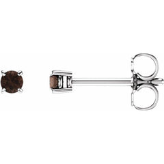 14K White Gold 2.5 mm Natural Smoky Quartz Earrings