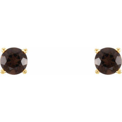 14K Yellow Gold 4 mm Natural Smoky Quartz Earrings