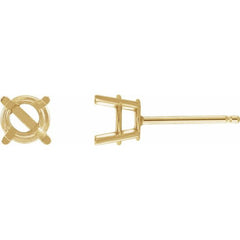 14K Yellow Gold 4 mm Natural Pink Tourmaline Earrings