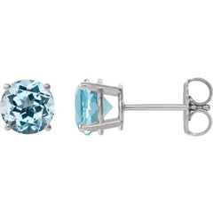 14K White Gold 2.5 mm Natural Sky Blue Topaz Earrings