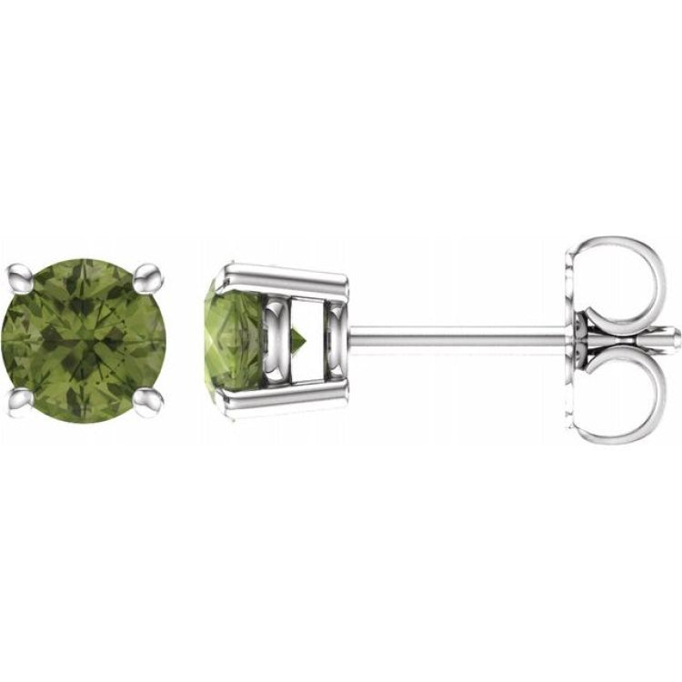 14K White Gold 5 mm Natural Peridot Earrings
