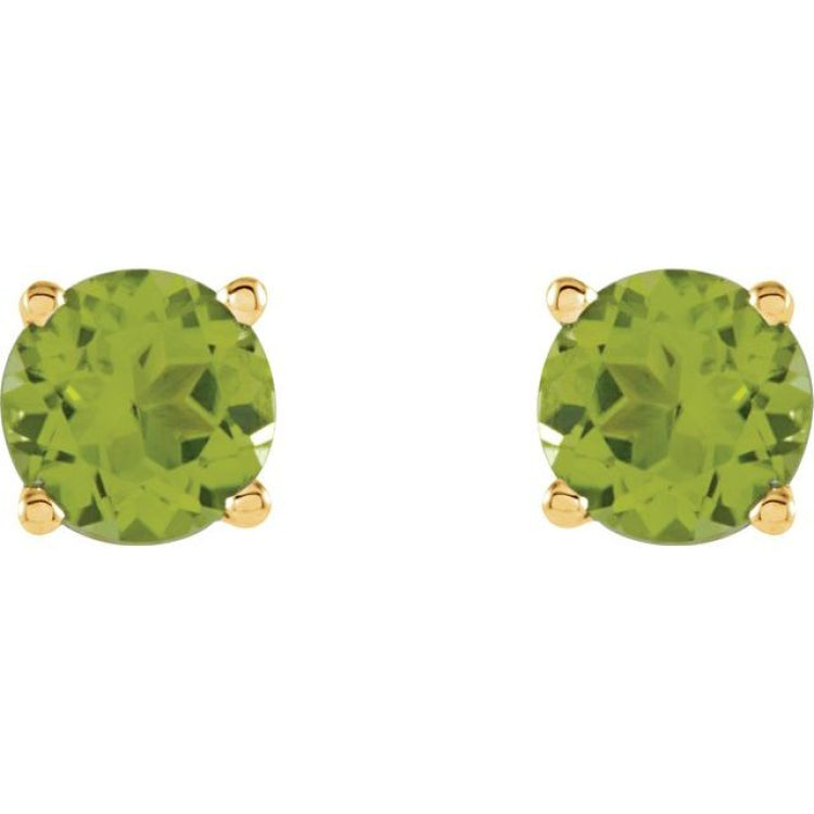14K Yellow Gold 5 mm Natural Peridot Earrings