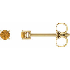 14K Yellow Gold 2.5 mm Natural Citrine Earrings