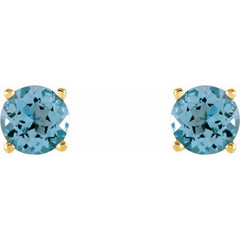 14K Yellow Gold 5 mm Natural Sky Blue Topaz Earrings