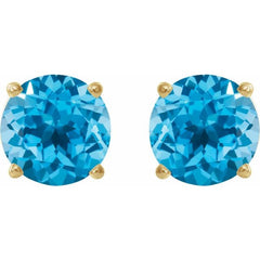 14K Yellow Gold 5 mm Natural Swiss Blue Topaz Earrings
