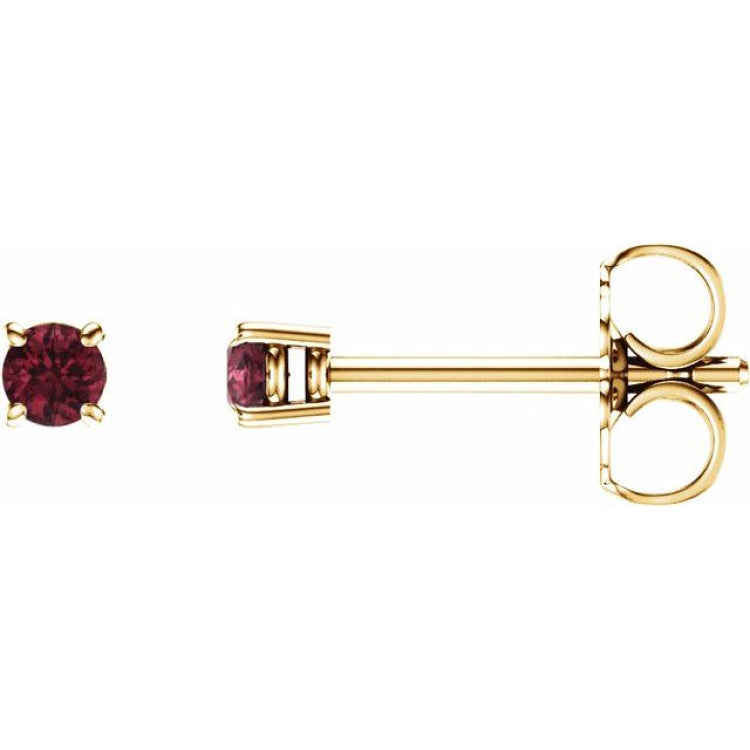 14K Yellow Gold 2.5 mm Natural Mozambique Garnet Earrings
