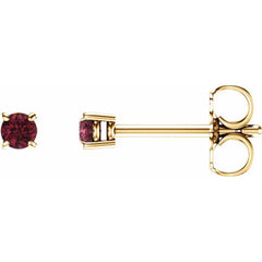 14K Yellow Gold 2.5 mm Natural Mozambique Garnet Earrings