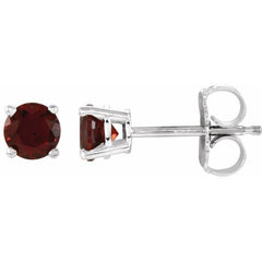 14K White Gold 4 mm Natural Mozambique Garnet Earrings