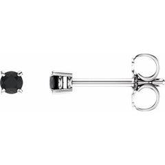 14K White Gold 2.5 mm Natural Black Onyx Earrings