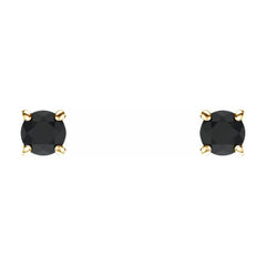 14K Yellow Gold 2.5 mm Natural Black Onyx Earrings