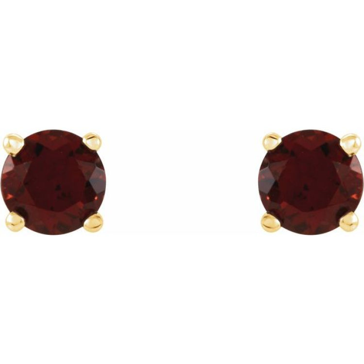 14K Yellow Gold 4 mm Natural Mozambique Garnet Earrings