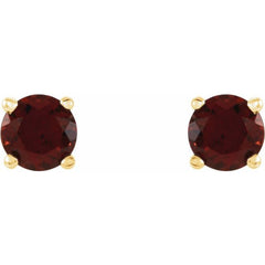 14K Yellow Gold 4 mm Natural Mozambique Garnet Earrings