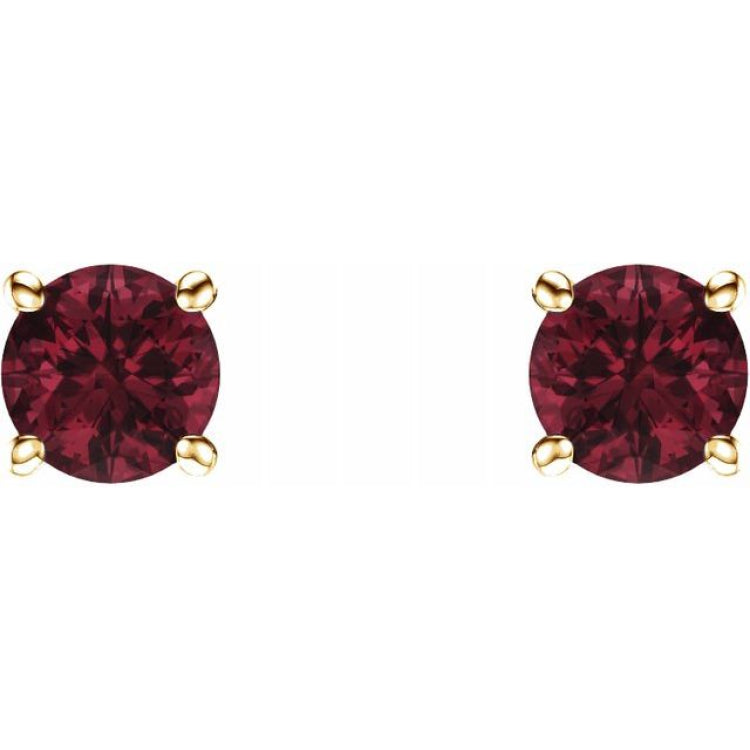 14K Yellow Gold 5 mm Natural Mozambique Garnet Earrings