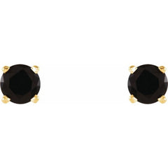 14K Yellow Gold 4 mm Natural Black Onyx Earrings