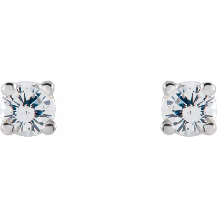 14K White Gold 2.5 mm Natural White Sapphire Earrings