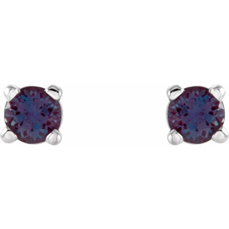 14K White Gold 2.5 mm Lab-Grown Alexandrite Earrings