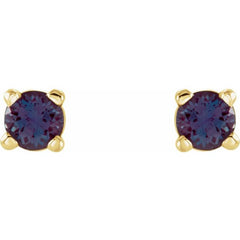 14K Yellow Gold 2.5 mm Lab-Grown Alexandrite Earrings
