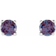 14K White Gold 4 mm Lab-Grown Alexandrite Earrings
