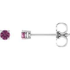 14K White Gold 2.5 mm Natural Pink Tourmaline Earrings