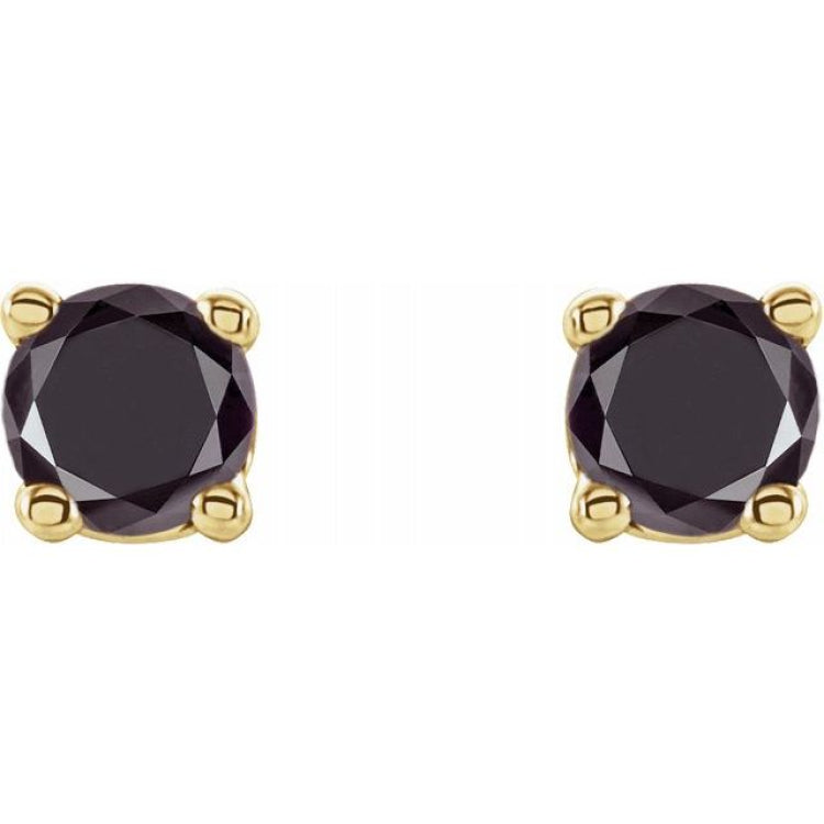 14K Yellow Gold 1/8 CTW Natural Black Diamond Earrings