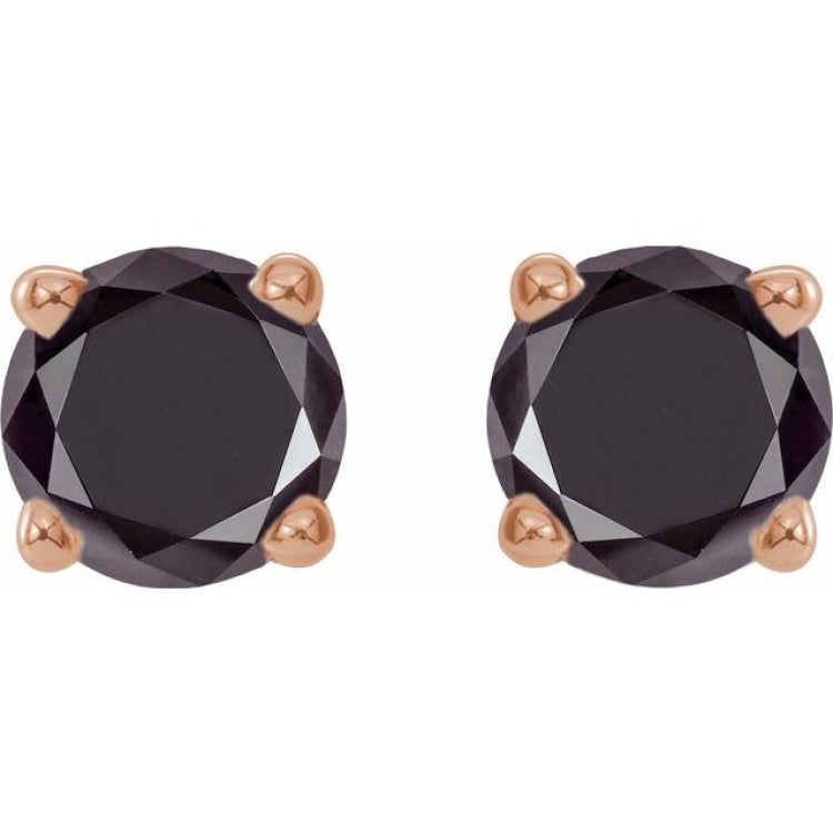 14K Rose Gold 1/2 CTW Natural Black Diamond Earrings