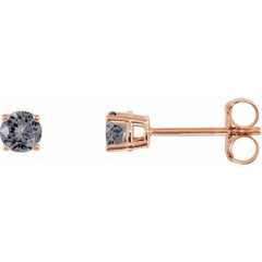 14K Rose Gold 3 mm Natural Gray Spinel Earrings