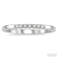 1/10 Ctw Straight Row Center Round Cut Diamond Stackable Fashion Petite Band in 10K White Gold