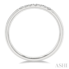 1/10 Ctw Straight Row Center Round Cut Diamond Stackable Fashion Petite Band in 10K White Gold