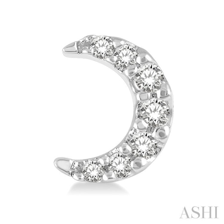 1/10 Ctw Crescent Moon Round Cut Diamond Petite Fashion Earring in 10K White Gold