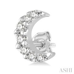 1/10 Ctw Crescent Moon Round Cut Diamond Petite Fashion Earring in 10K White Gold