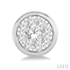 1/3 Ctw Lovebright Round Cut Diamond Bezel Stud Earring in 14K White Gold