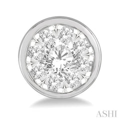 1/2 Ctw Lovebright Round Cut Diamond Bezel Stud Earring in 14K White Gold