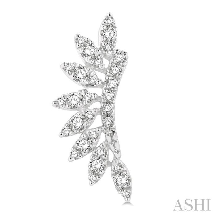 1/3 Ctw Arched Marquise Projection Round Cut Diamond Petite Fashion Earring in 14K White Gold