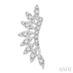 1/3 Ctw Arched Marquise Projection Round Cut Diamond Petite Fashion Earring in 14K White Gold