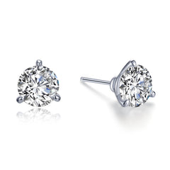 4 CTW 3 Prong Martini Stud Earrings