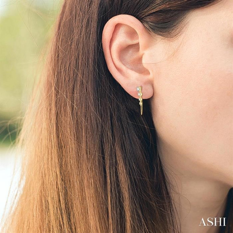 1 Ctw Journey Round Cut Diamond Fashion Long Chain Earring in 14K Yellow Gold