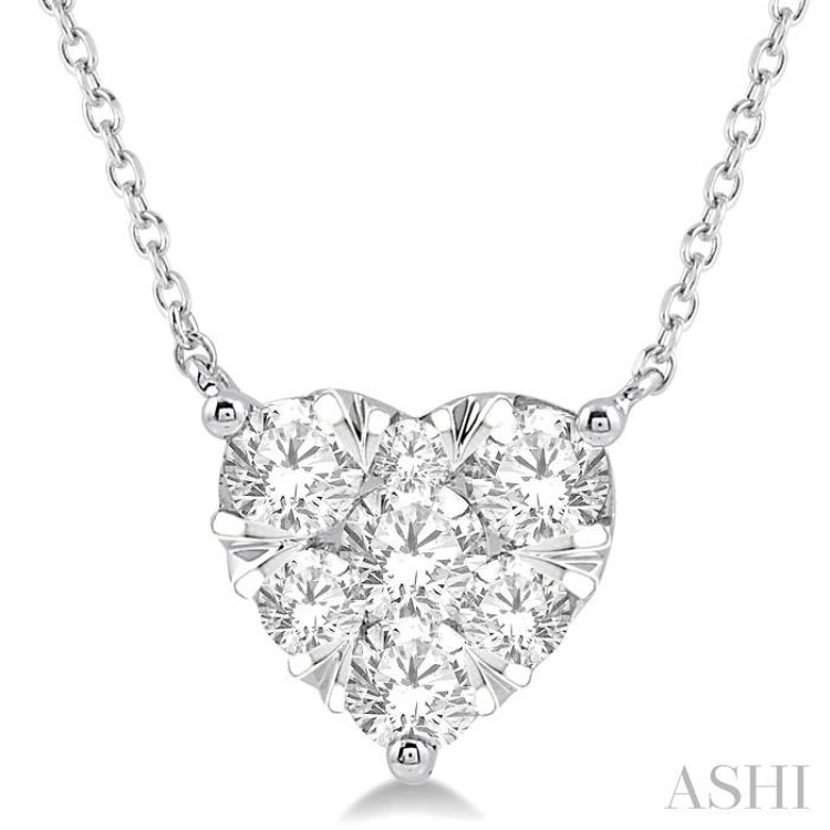 1 Ctw Lovebright Diamond Heart Pendant With Chain in 14K White Gold