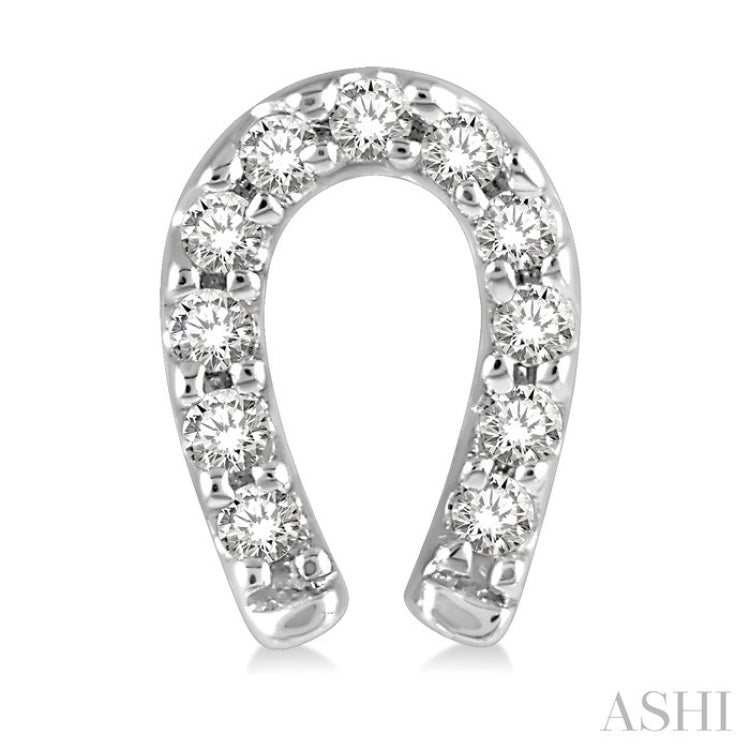 1/10 Ctw Horseshoe Charm Round Cut Diamond Petite Earring in 10K White Gold