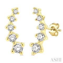 1/4 Ctw Round Cut Diamond Petite Fashion Climbers in 14K Yellow Gold