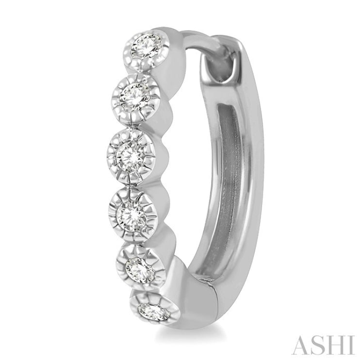 1/10 Ctw Round Cut Diamond Huggie Petite Earrings in 10K White Gold
