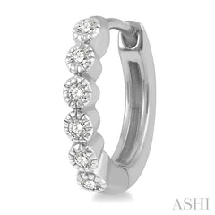 1/10 Ctw Round Cut Diamond Huggie Petite Earrings in 10K White Gold