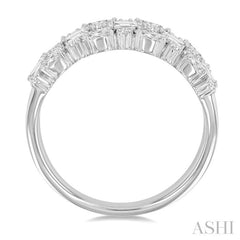 1 1/2 Ctw Triple Row Multi-Cut Diamond Fashion Band in 14K White Gold