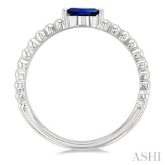 5x2.5 MM Marquise Shape Sapphire and 1/5 Ctw Round CutDiamond Precious Split Twin Ring in 10K White Gold