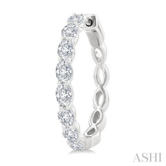 1 7/8 Ctw North-South Oval Cut Diamond Fashion Hoop Earring in 14K White Gold